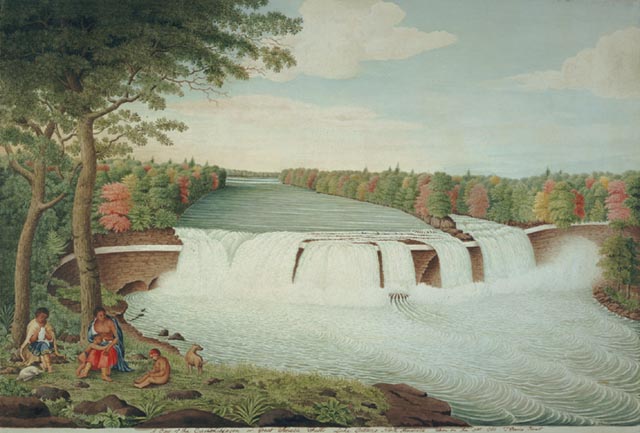 "A View of the Casconchiagon or Great Seneca Falls" by Thomas Davies - via Wikimedia Commons